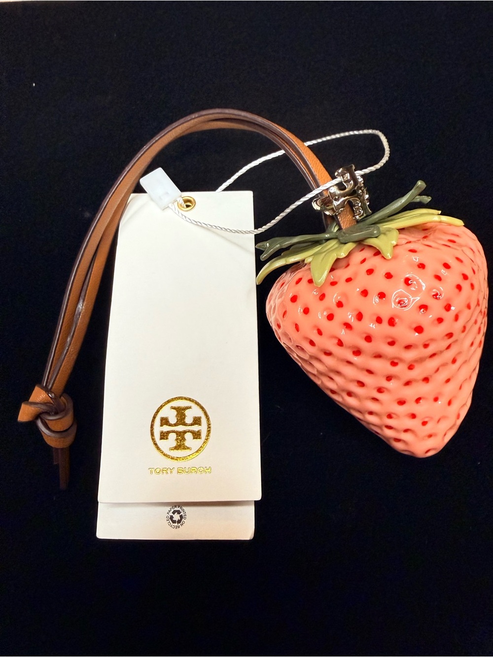 Tory Burch | Pink Strawberry Leather Bag Charm | Sweet Pink